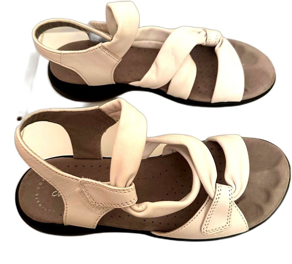 Clarks Laurieann Bell Sandals Womens 6M Off White Leather Comfort Walking
